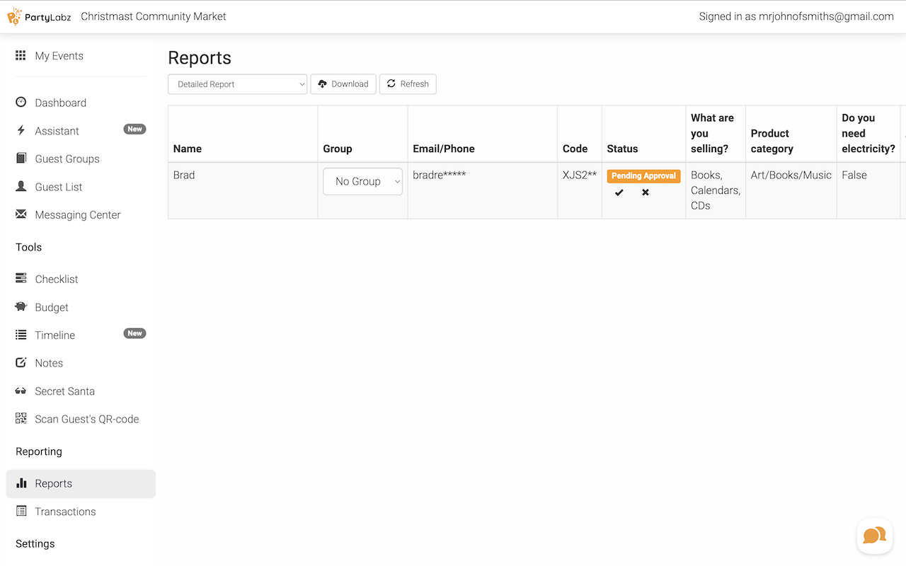 Reports - Custom Questions Detailed Report