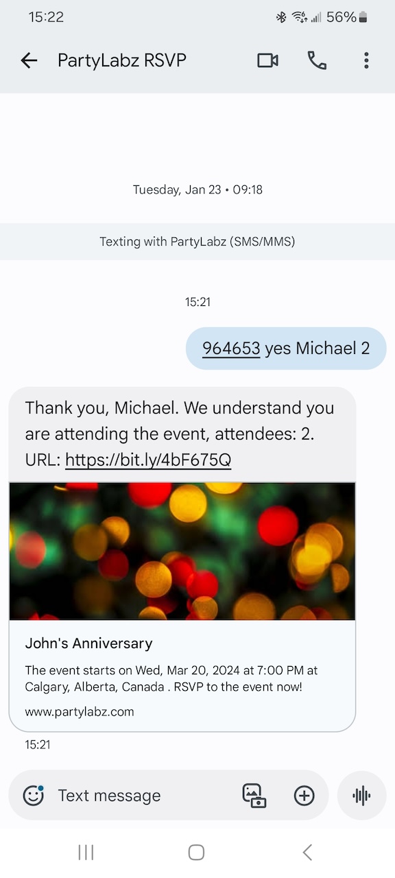 RSVP To An Event By SMS Or Call
