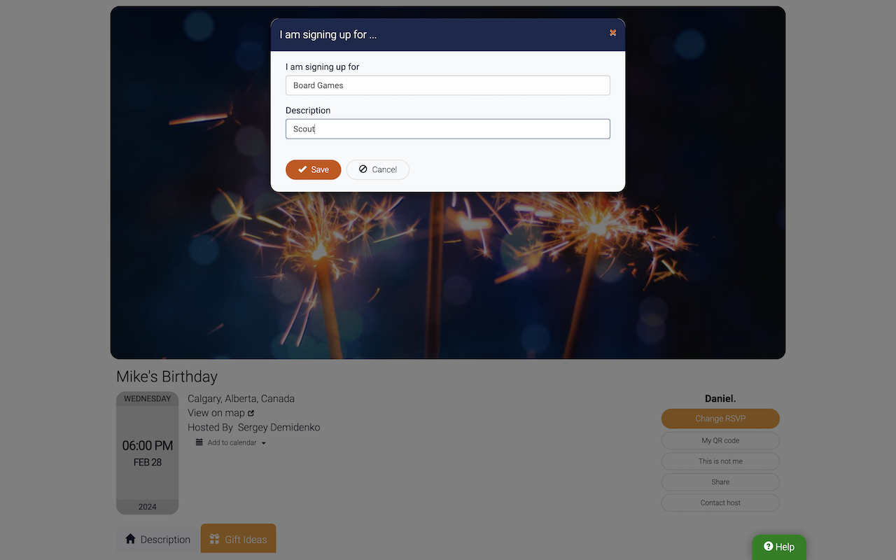 Guest signup dialog